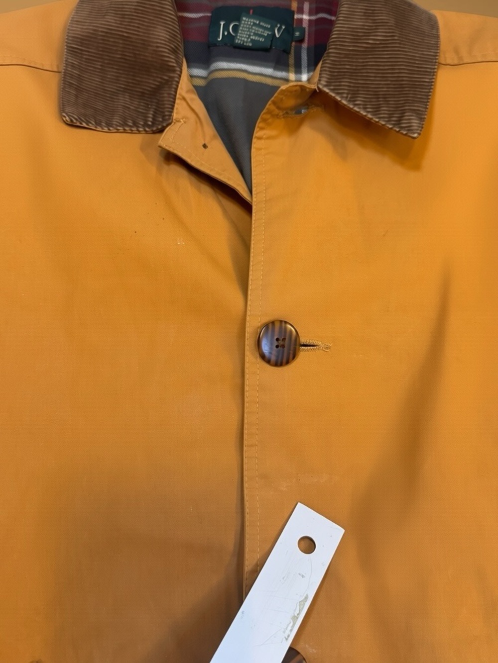 Vintage J. Crew Flannel Lined Chore Coat Jacket Men’s Medium Tan Barn 90s Vtg - Picture 10 of 15